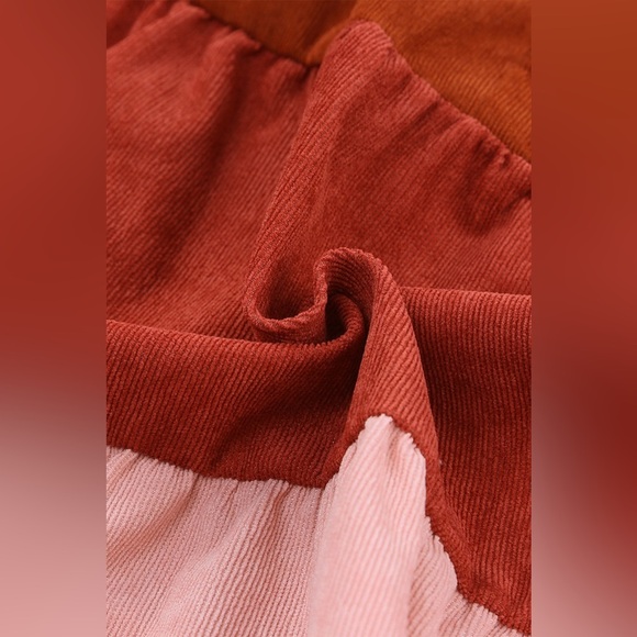 Color Block Square Neck Tiered Dress Pink/Tangerine - Picture 7 of 12